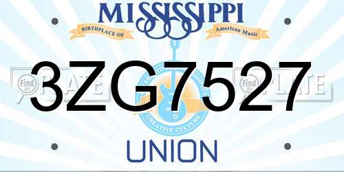 3ZG7527 Mississippi License Plate