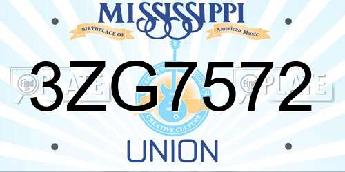 3ZG7572 Mississippi License Plate