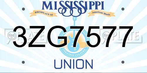 3ZG7577 Mississippi License Plate