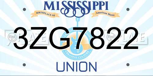 3ZG7822 Mississippi License Plate