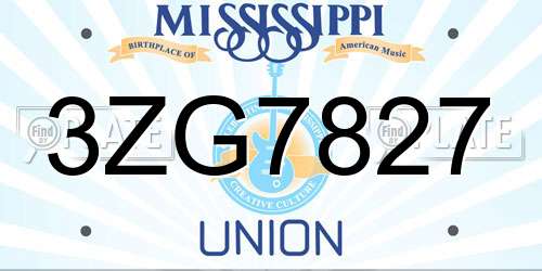 3ZG7827 Mississippi License Plate