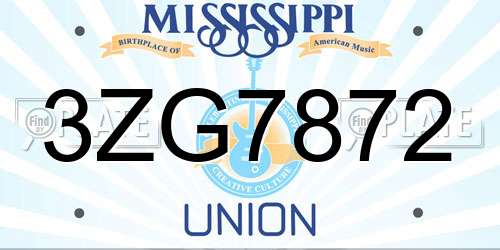 3ZG7872 Mississippi License Plate