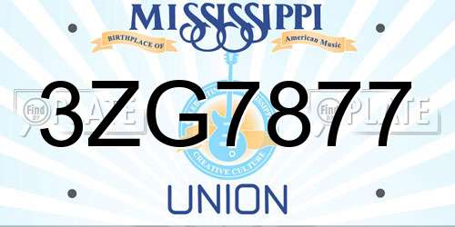 3ZG7877 Mississippi License Plate
