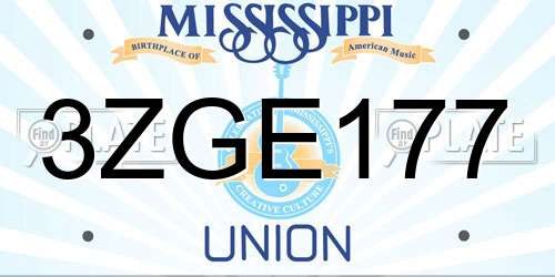 3ZGE177 Mississippi License Plate