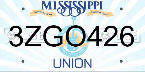 3ZGO426 Mississippi License Plate