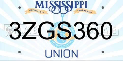 3ZGS360 Mississippi License Plate