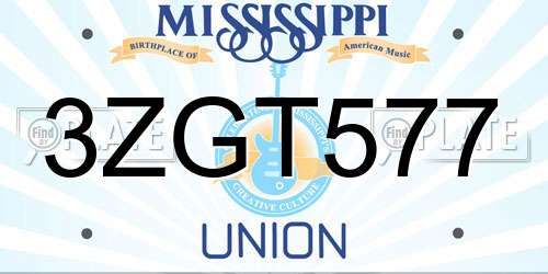3ZGT577 Mississippi License Plate