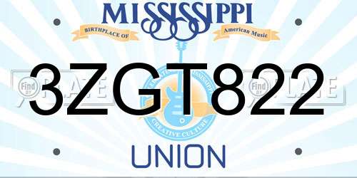 3ZGT822 Mississippi License Plate