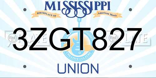 3ZGT827 Mississippi License Plate