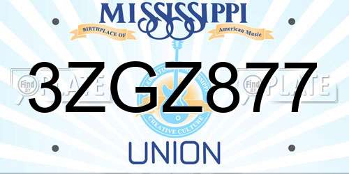 3ZGZ877 Mississippi License Plate