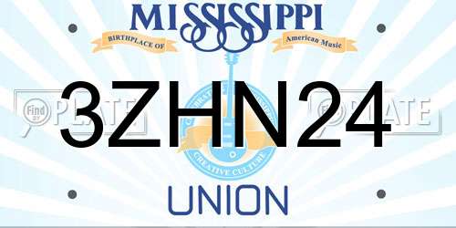 3ZHN24 Mississippi License Plate