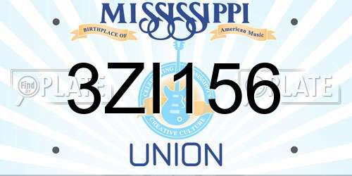3ZI156 Mississippi License Plate
