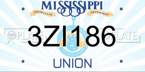 3ZI186 Mississippi License Plate