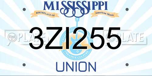 3ZI255 Mississippi License Plate