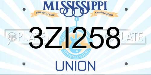 3ZI258 Mississippi License Plate