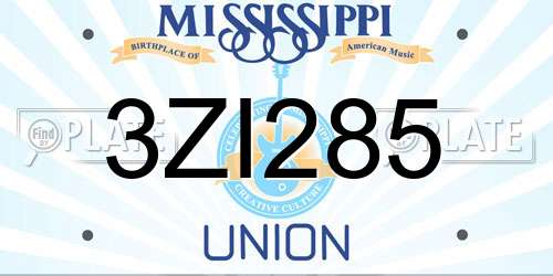 3ZI285 Mississippi License Plate