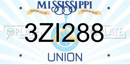 3ZI288 Mississippi License Plate