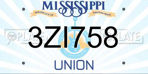 3ZI758 Mississippi License Plate