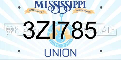 3ZI785 Mississippi License Plate