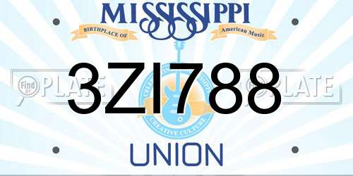 3ZI788 Mississippi License Plate