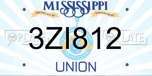 3ZI812 Mississippi License Plate