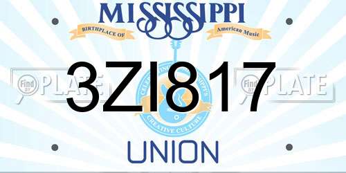 3ZI817 Mississippi License Plate