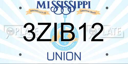 3ZIB12 Mississippi License Plate