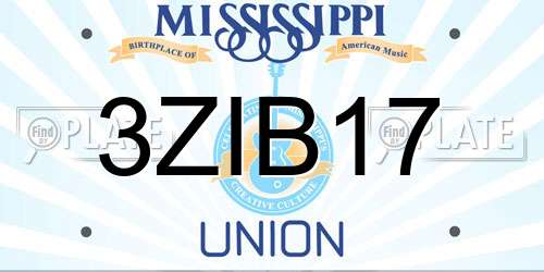 3ZIB17 Mississippi License Plate