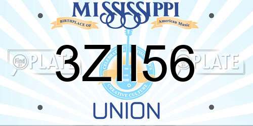 3ZII56 Mississippi License Plate