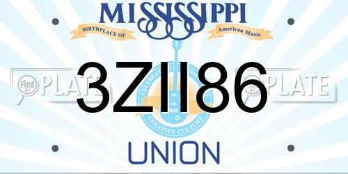 3ZII86 Mississippi License Plate