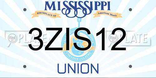 3ZIS12 Mississippi License Plate