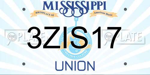 3ZIS17 Mississippi License Plate
