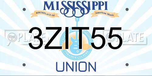 3ZIT55 Mississippi License Plate