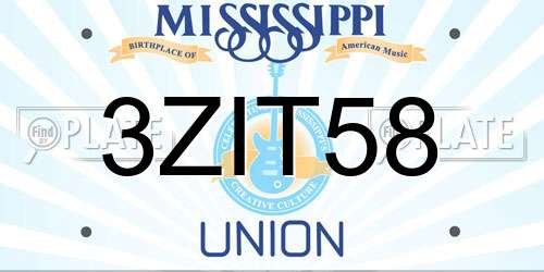 3ZIT58 Mississippi License Plate