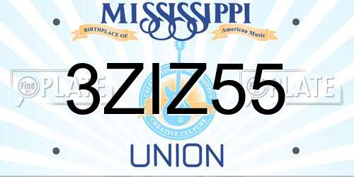 3ZIZ55 Mississippi License Plate