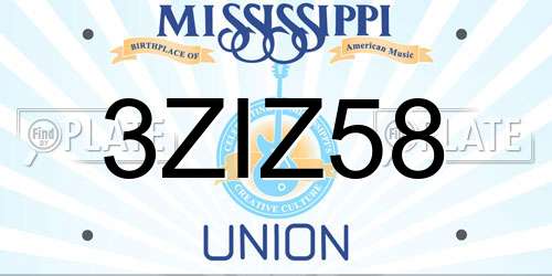 3ZIZ58 Mississippi License Plate
