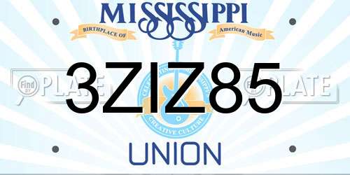 3ZIZ85 Mississippi License Plate