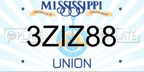 3ZIZ88 Mississippi License Plate