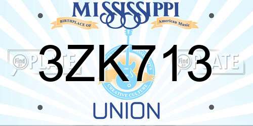 3ZK713 Mississippi License Plate