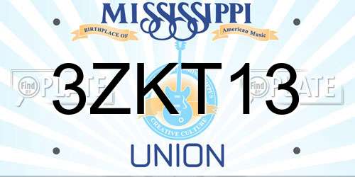 3ZKT13 Mississippi License Plate