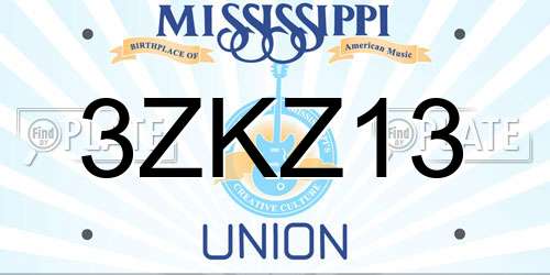 3ZKZ13 Mississippi License Plate