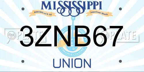3ZNB67 Mississippi License Plate
