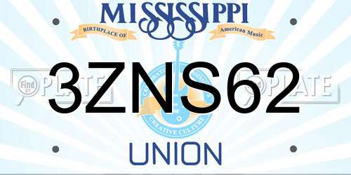 3ZNS62 Mississippi License Plate