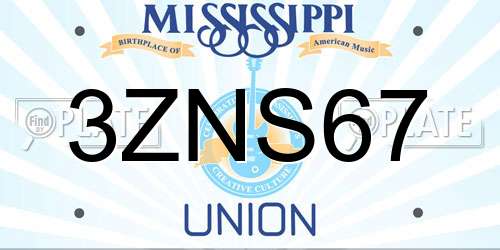 3ZNS67 Mississippi License Plate