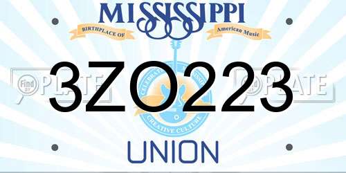 3ZO223 Mississippi License Plate