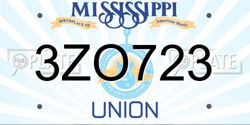3ZO723 Mississippi License Plate