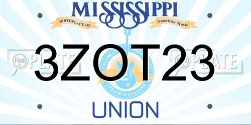 3ZOT23 Mississippi License Plate