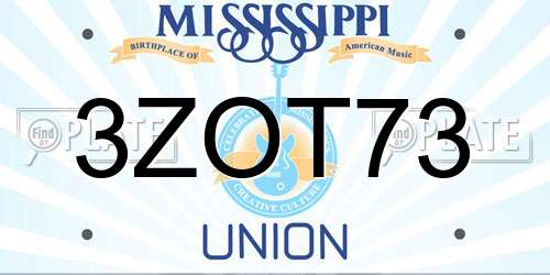 3ZOT73 Mississippi License Plate