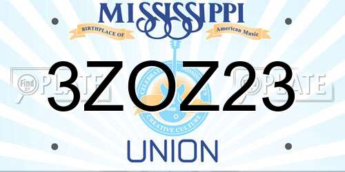 3ZOZ23 Mississippi License Plate