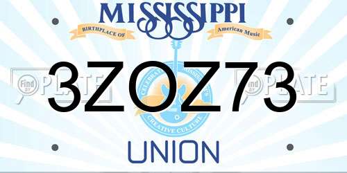3ZOZ73 Mississippi License Plate